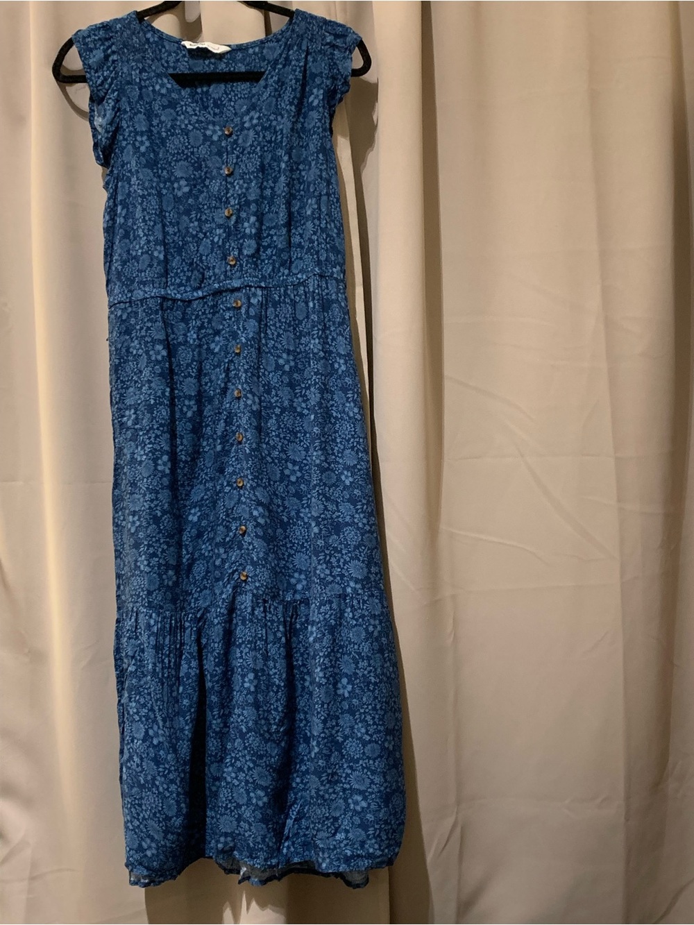 Sonoma Blue Floral Button-Down Maxi Dress